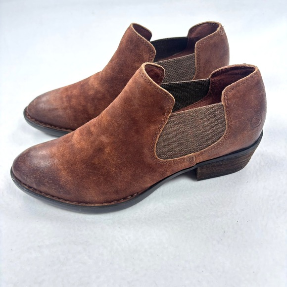 Born Dallia Chelsea Ankle Boots Distressed Size 8M Brown Biker Moto Booties - Picture 3 of 9